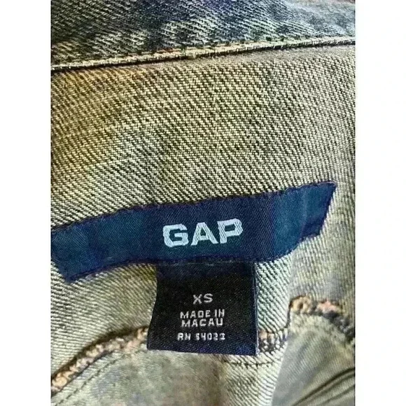 Vintage Extra Small GAP Y2K Dark Denim Jean Jacket - Picture 7 of 7